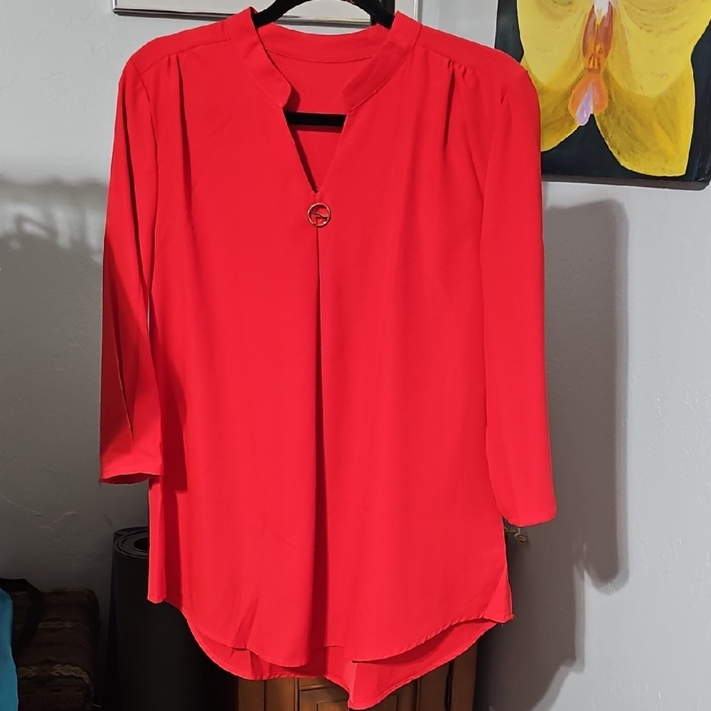 Elegant Red 3/4 Sleeve Top NWOT